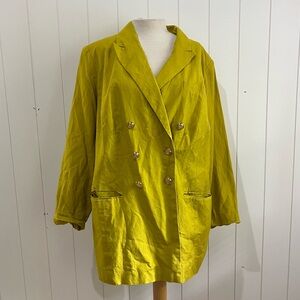 Vintage Jessica London Linen jacket double breasted blazer Size18 gold